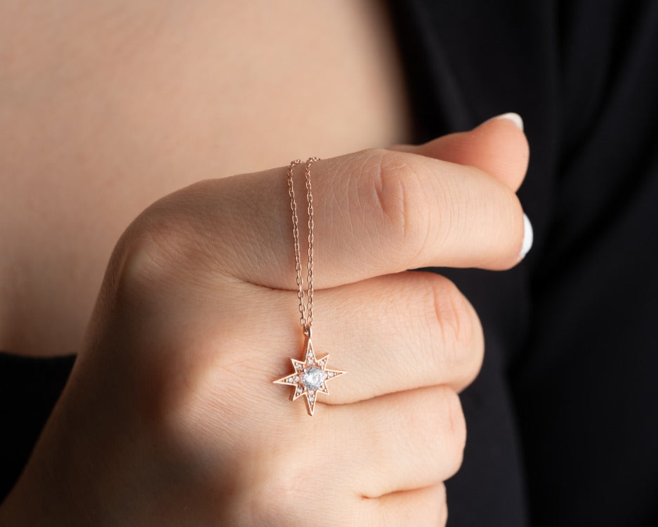 The North Star Necklace with White Zircon