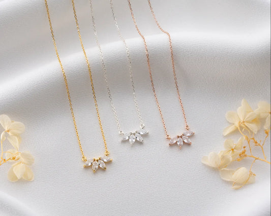 Marquise Cut Zircon Four Stone Necklace