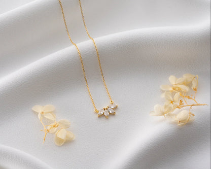 Marquise Cut Zircon Four Stone Necklace