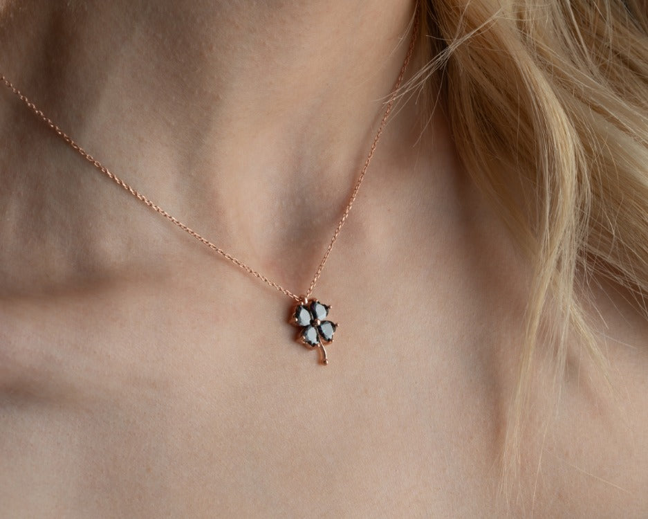 Birthstone Clover Necklace & Stud Earrings Set