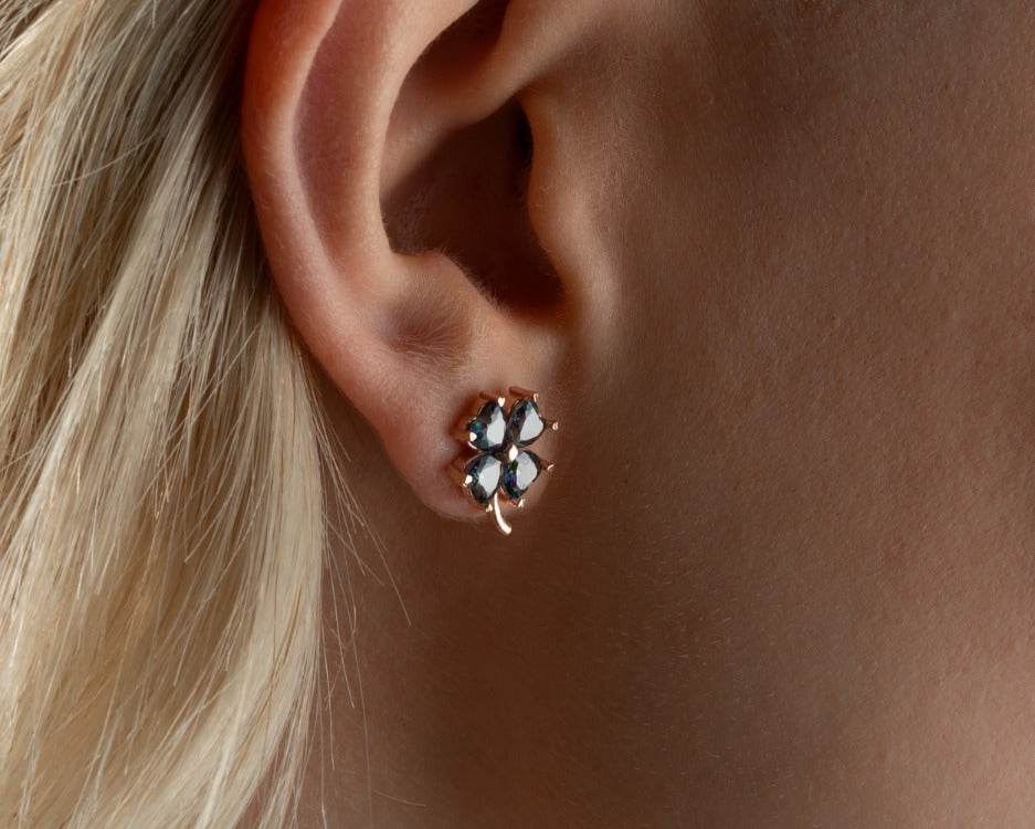 Birthstone Clover Necklace & Stud Earrings Set