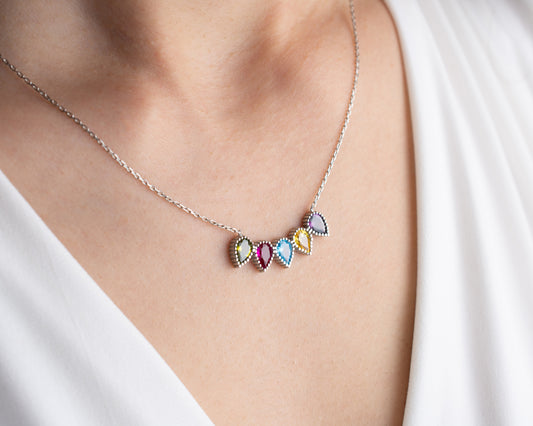 Teardrop birthstone necklace